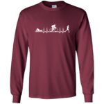 triathlon heartbeat t shirt long sleeve - maroon