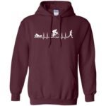 triathlon heartbeat t shirt hoodie - maroon