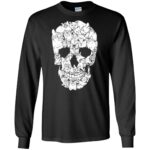 skull cats shirt long sleeve - black