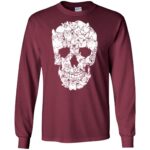 skull cats shirt long sleeve - maroon