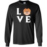 pomeranian face long sleeve - black