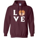pomeranian face hoodie - maroon