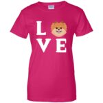 pomeranian face womens t shirt - lady t shirt - pink heliconia