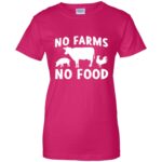 no farms no food womens t shirt - lady t shirt - pink heliconia
