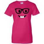 nerd emoji womens t shirt - lady t shirt - pink heliconia