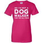 dog walker womens t shirt - lady t shirt - pink heliconia