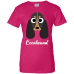 coonhound womens t shirt - lady t shirt - pink heliconia
