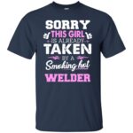 welder wife t shirt - navy blue