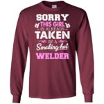 welder wife long sleeve - maroon