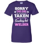 welder wife womens t shirt - lady t shirt - purple