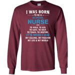 school nurse long sleeve - maroon
